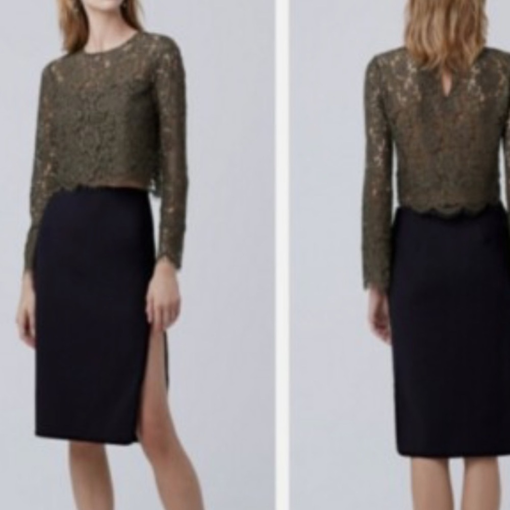 NWT ✨ $268 DVF Navy Noemi Double Zipper A-line Skirt Size 10